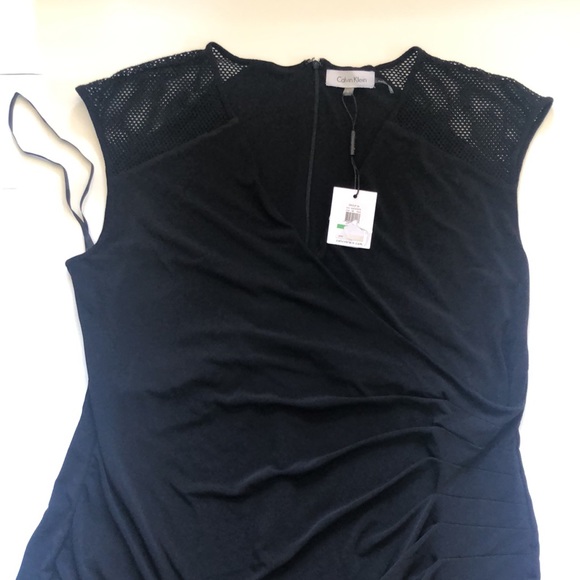 Calvin Klein Mesh Cap-Sleeve Cross-Front Dress - Picture 3 of 5